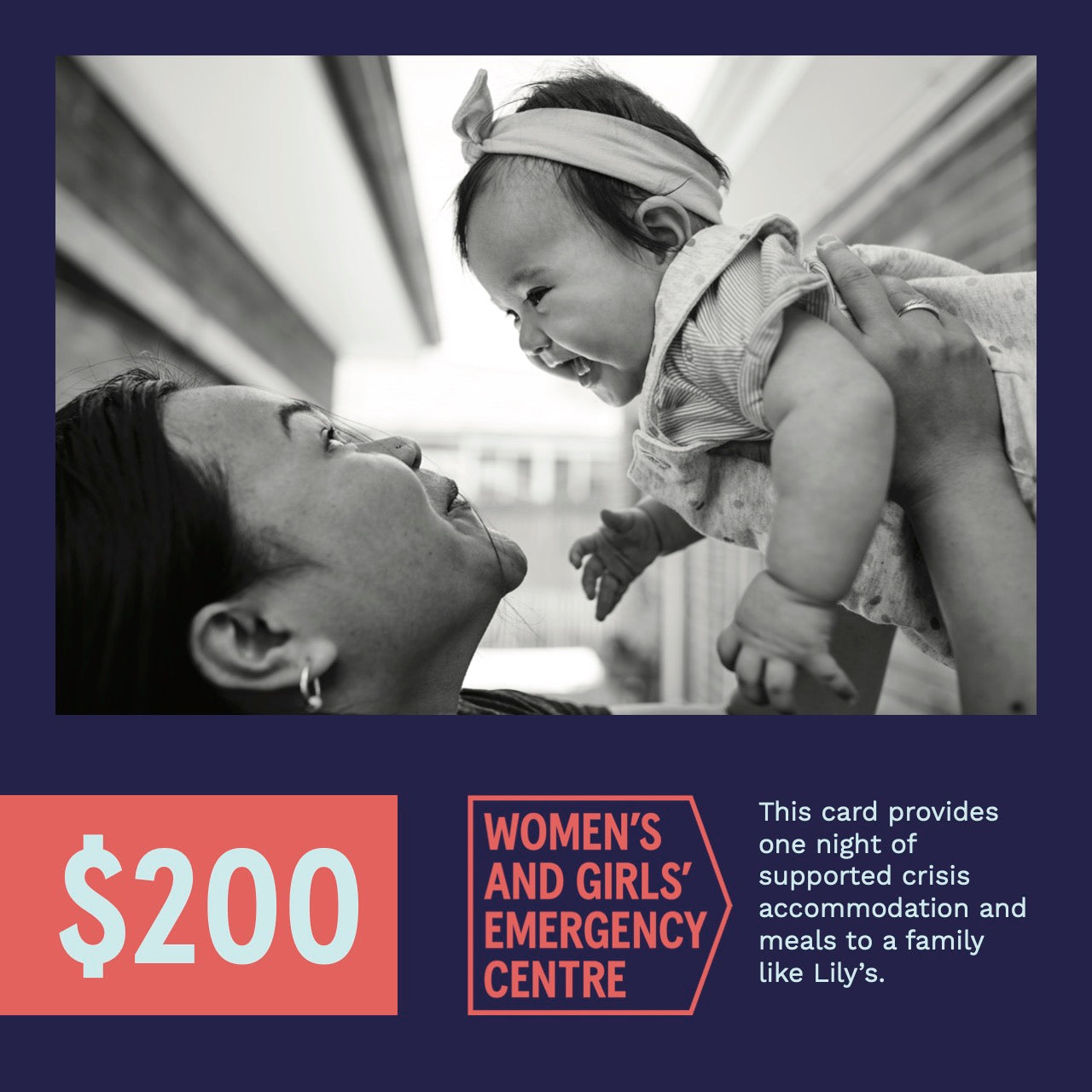 $200 Digital Donation Gift Card — One Night of Supported Accommodation and Meals