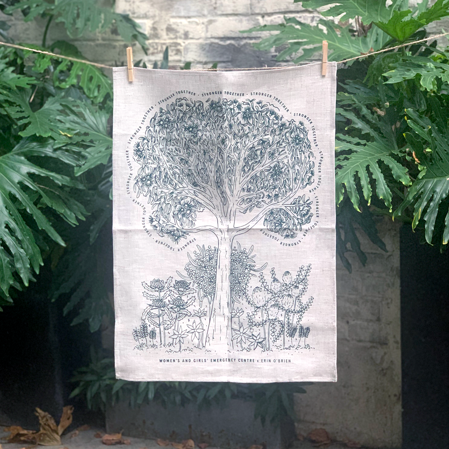 'Stronger Together' Linen Tea Towel (Erin O'Brien Design)